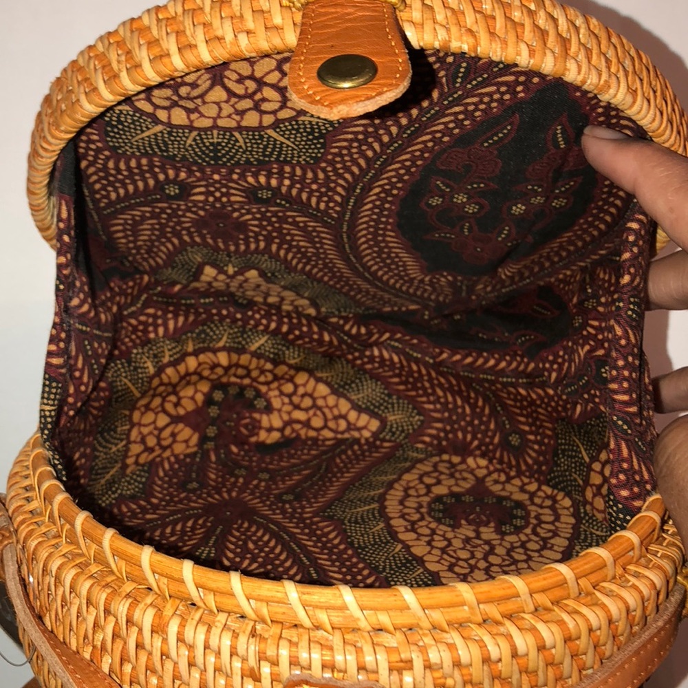 🆕Bali Handbag Ata Reed #Straw With Leather Straps - Picture 6 of 8